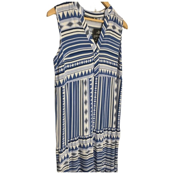 New Mlle Gabrielle Womens Size Small V Neck Sleeveless Midi A Line Dress Blue - Picture 3 of 8